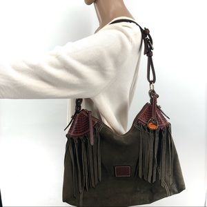 Dooney& Bourke Green Suede fringe bag